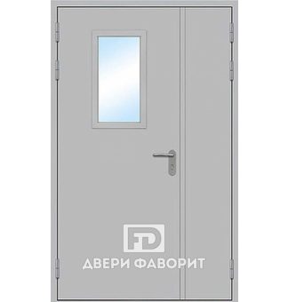 Противопожарная двустворчатая дверь со стеклом