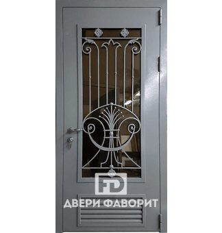 Стальная дверь со стеклом, терморазрыв