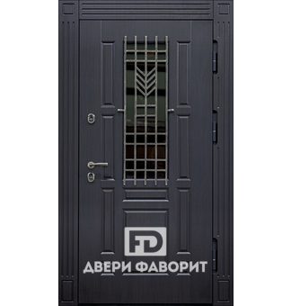 дверь входная металлическая с кованой решеткой и стеклопакетом