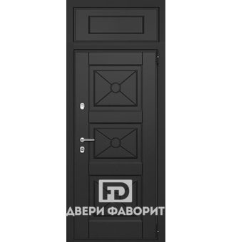 недорогая одностворчатая дверь с верхней вставкой и отделкой МДФ