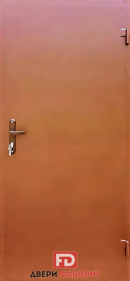 дверь входная из металла в загородный дом отделана цинкогрунтом кирпичного оттенка