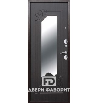 металлическая дверь с фигурным зеркалом