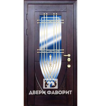 дверь металлическая на улицу с ковкой и стеклом